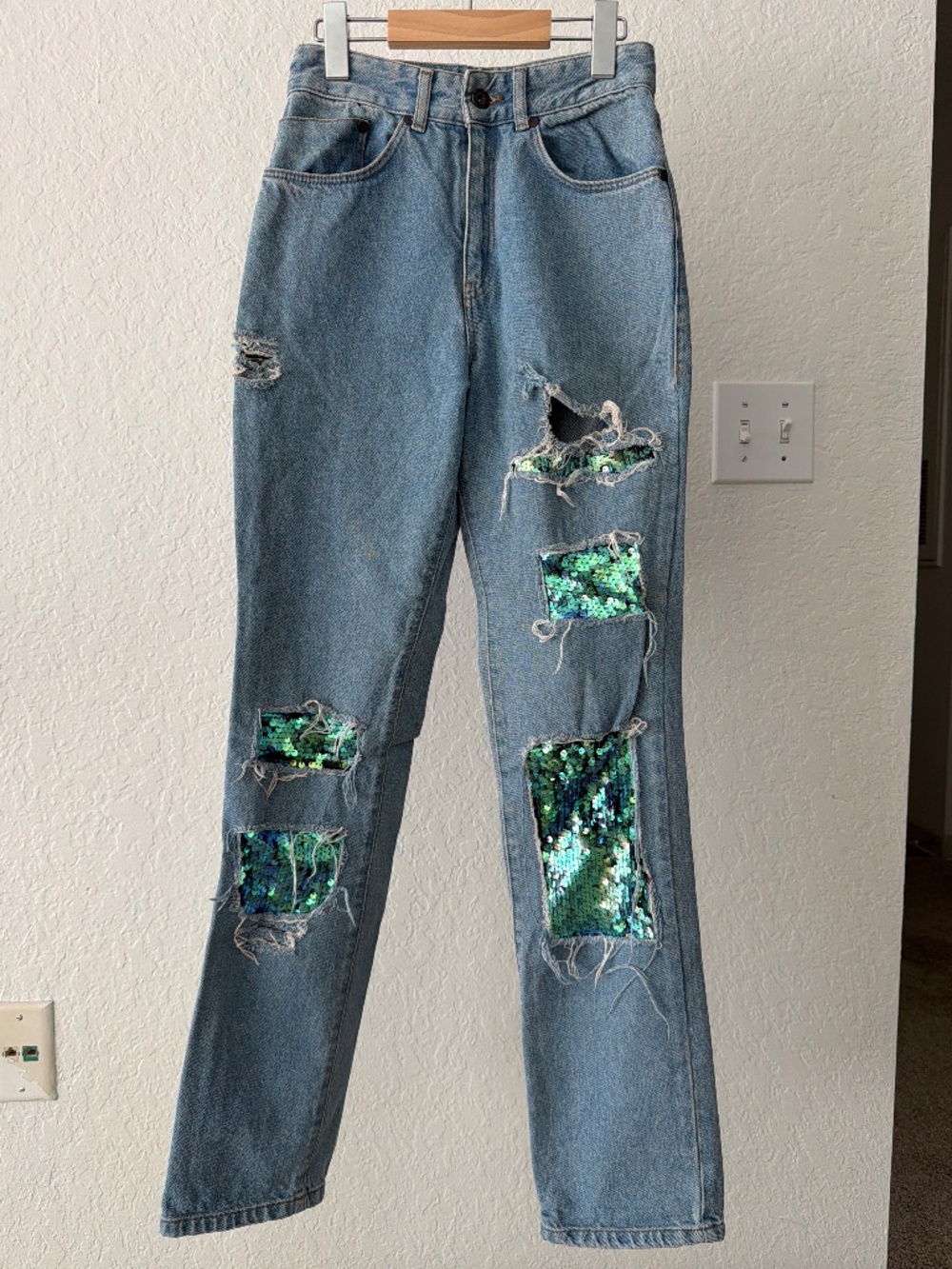 Ragged Priest distressed sequin jeans